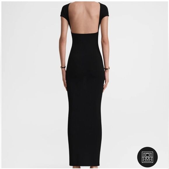 NEW Toteme Slip Through Knit Midi Dress Black Size Large - Picture 3 of 11